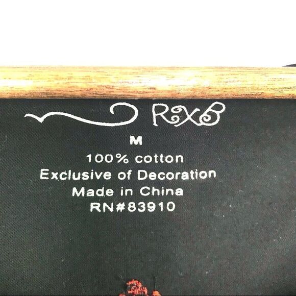 RXB Embroidered Cotton Top Black Size M - Picture 3 of 6